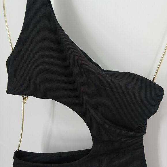 Monokini Swimsuit Womens M Black Ribbed Swimsuit Swimwear Resortwear Aesthetic - Picture 4 of 4